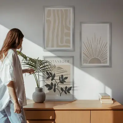 Wanddecoratie set schilderijen met abstracte plantmotieven