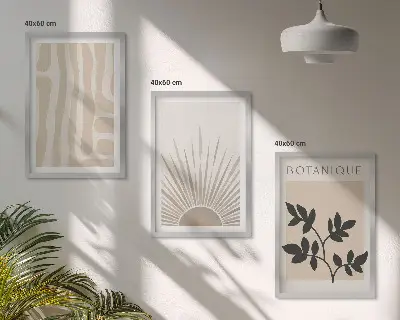 Wanddecoratie set schilderijen met abstracte plantmotieven