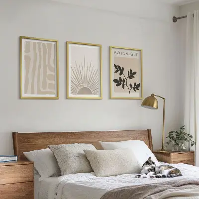Wanddecoratie set schilderijen met abstracte plantmotieven