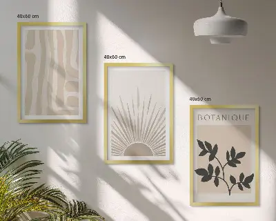 Wanddecoratie set schilderijen met abstracte plantmotieven