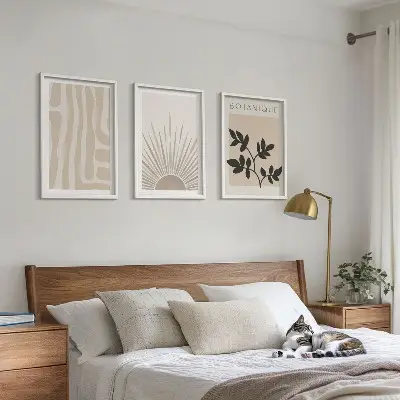 Wanddecoratie set schilderijen met abstracte plantmotieven