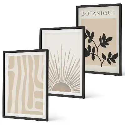 Wanddecoratie set schilderijen met abstracte plantmotieven