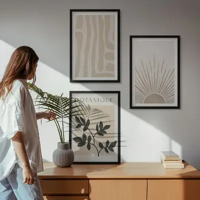 Wanddecoratie set schilderijen met abstracte plantmotieven