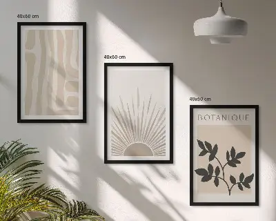 Wanddecoratie set schilderijen met abstracte plantmotieven