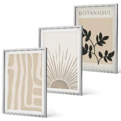 Wanddecoratie set schilderijen met abstracte plantmotieven