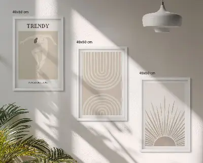 Fotowand met abstracte boho posters in pasteltinten
