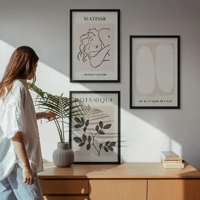 Set van wanddecoratie schilderijen stijlvolle botanische Matisse prints