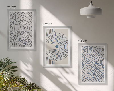 Wanddecoratie set schilderijen Abstrakcyjne linie fale kształty