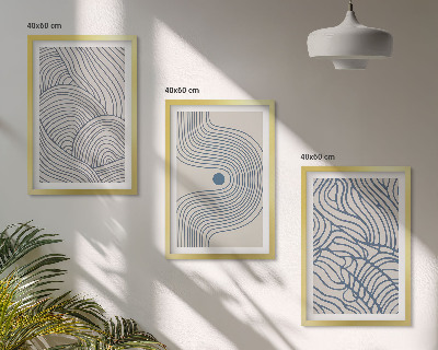 Wanddecoratie set schilderijen Abstrakcyjne linie fale kształty