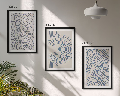 Wanddecoratie set schilderijen Abstrakcyjne linie fale kształty
