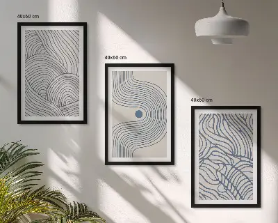 Wanddecoratieset schilderijen met abstracte lijnen, golven en vormen