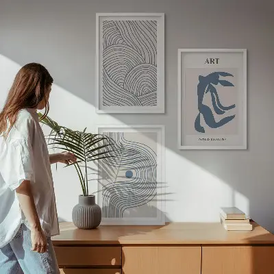 Fotowand met abstracte blauwe lijnen