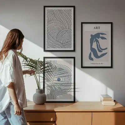 Fotowand met abstracte blauwe lijnen