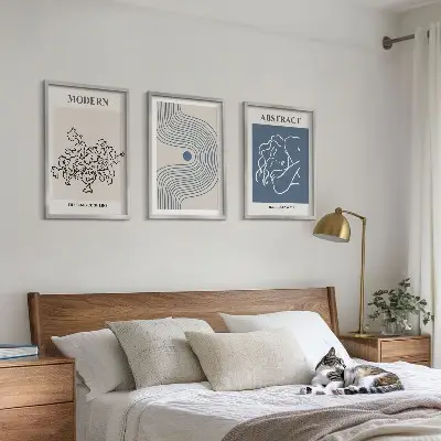 Set wanddecoratie met abstracte lijntekeningen van bloemen posters