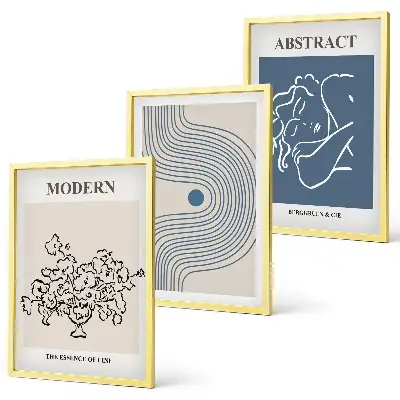 Set wanddecoratie met abstracte lijntekeningen van bloemen posters