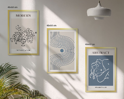 Wanddecoratie set schilderijen Kwiaty linie abstrakcyjne postery
