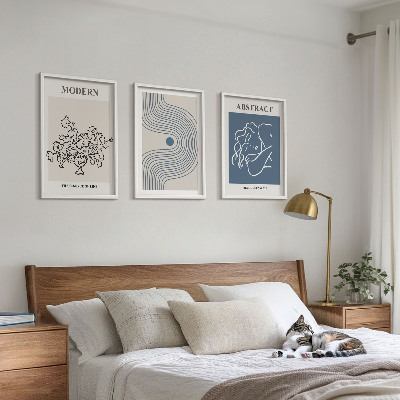 Wanddecoratie set schilderijen Kwiaty linie abstrakcyjne postery