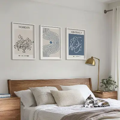 Set wanddecoratie met abstracte lijntekeningen van bloemen posters