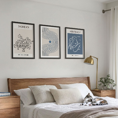 Wanddecoratie set schilderijen Kwiaty linie abstrakcyjne postery