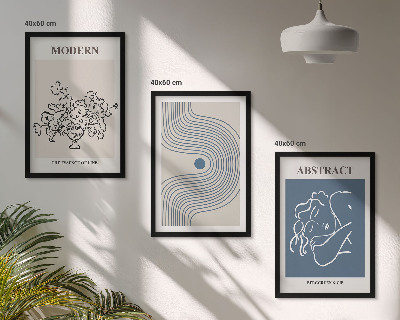 Wanddecoratie set schilderijen Kwiaty linie abstrakcyjne postery