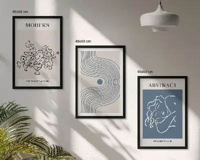 Set wanddecoratie met abstracte lijntekeningen van bloemen posters