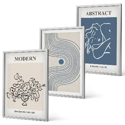 Set wanddecoratie met abstracte lijntekeningen van bloemen posters