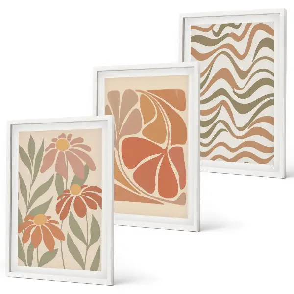 Wanddecoratieset met schilderijen abstracte pastelkleurige bloemen