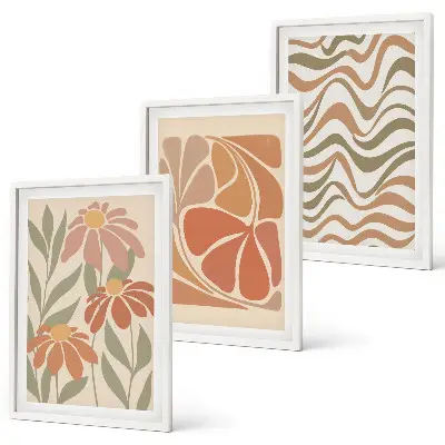 Wanddecoratieset met schilderijen abstracte pastelkleurige bloemen