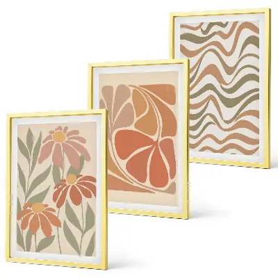 Wanddecoratieset met schilderijen abstracte pastelkleurige bloemen