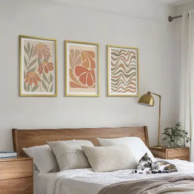 Wanddecoratieset met schilderijen abstracte pastelkleurige bloemen