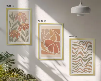Wanddecoratieset met schilderijen abstracte pastelkleurige bloemen
