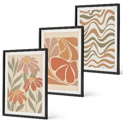 Wanddecoratieset met schilderijen abstracte pastelkleurige bloemen