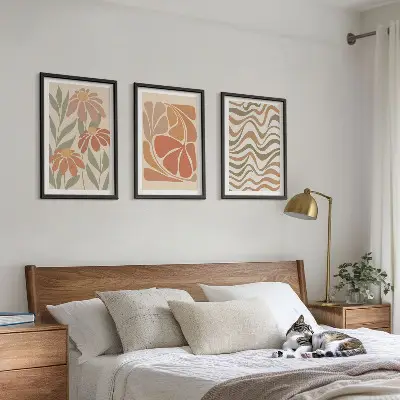 Wanddecoratieset met schilderijen abstracte pastelkleurige bloemen
