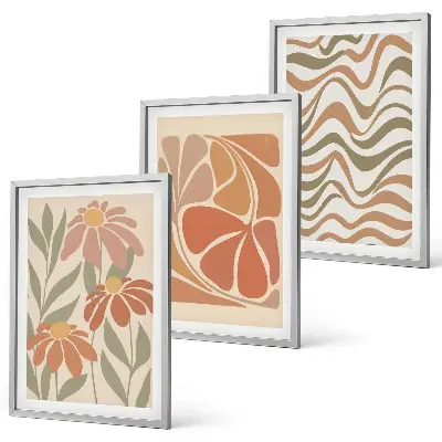 Wanddecoratieset met schilderijen abstracte pastelkleurige bloemen