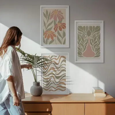 Fotowand met abstracte pastelkleurige bloemen