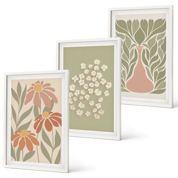 Wanddecoratie set schilderijen Kwiatowe motywy boho wzory
