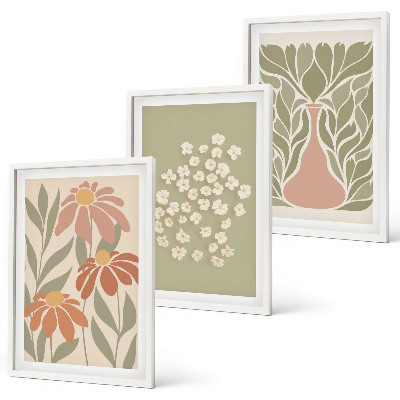 Wanddecoratie set schilderijen Kwiatowe motywy boho wzory