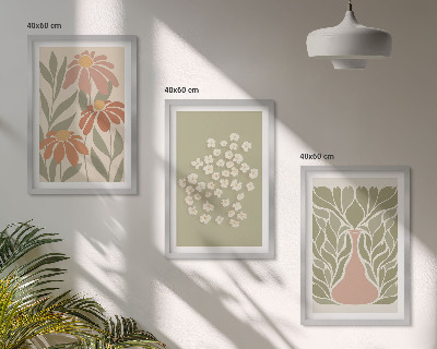 Wanddecoratie set schilderijen Kwiatowe motywy boho wzory