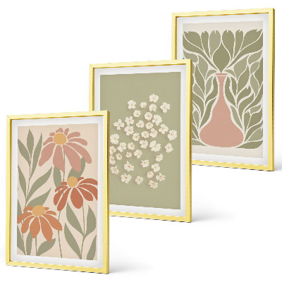 Wanddecoratie set schilderijen Kwiatowe motywy boho wzory