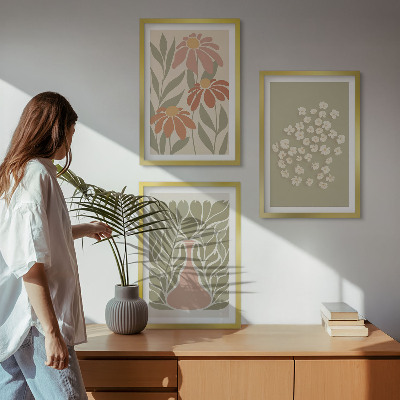 Wanddecoratie set schilderijen Kwiatowe motywy boho wzory