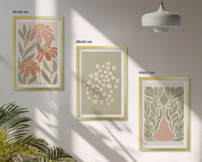 Wanddecoratie set schilderijen Kwiatowe motywy boho wzory
