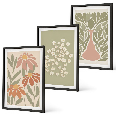Wanddecoratie set schilderijen Kwiatowe motywy boho wzory