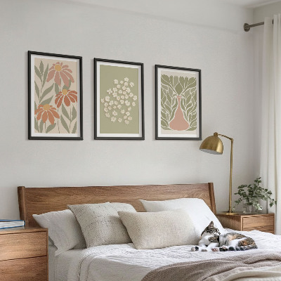 Wanddecoratie set schilderijen Kwiatowe motywy boho wzory