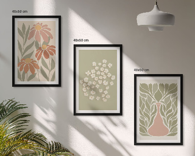 Wanddecoratie set schilderijen Kwiatowe motywy boho wzory