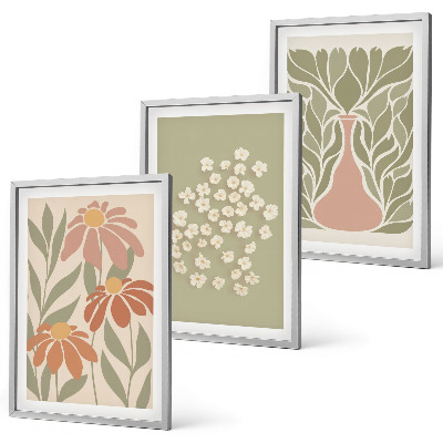 Wanddecoratie set schilderijen Kwiatowe motywy boho wzory