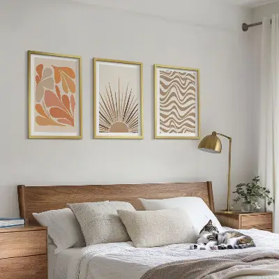 Fotowand zon met pastelkleurige bohovormen