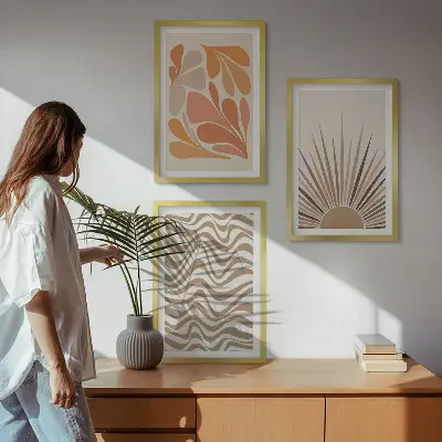 Fotowand zon met pastelkleurige bohovormen