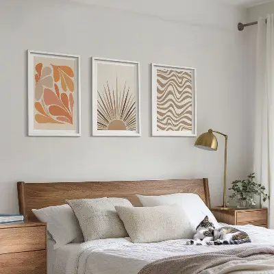 Fotowand zon met pastelkleurige bohovormen