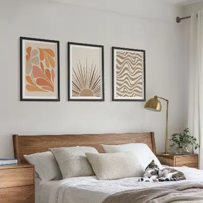 Fotowand zon met pastelkleurige bohovormen
