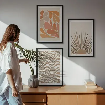 Fotowand zon met pastelkleurige bohovormen